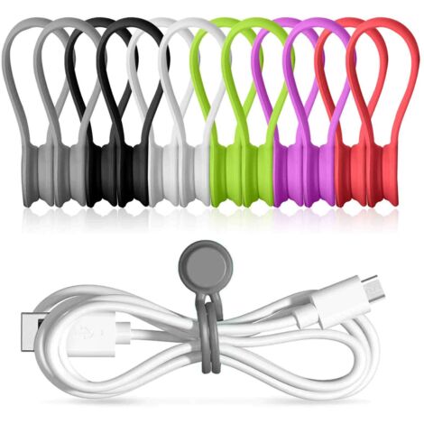 Enrouleur de câble en silicone réutilisable pour regrouper et organiser les câbles, clips magnétiques légers et portables, porte-clés à suspendre-AquaForge (1/5)