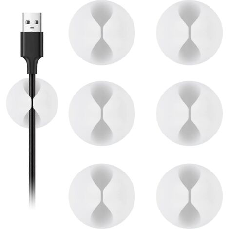 Clips de câble, lot de 6, blancs, pour la gestion des câbles, le rangement de bureau, la table de nuit et le chargeur de téléphone de voiture, lot de 2 [D]-AquaForge (1/4)