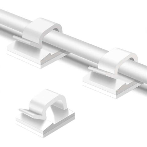 Lot de 50 clips pour câbles, organisateur de câbles auto-adhésif, support de câble résistant et durable pour voiture, bureau et maison-AquaForge (1/5)