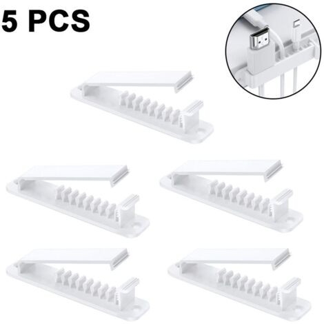 Ensemble de 5 attaches et clips de fixation pour câbles, avec support blanc KLB-AquaForge (1/5)