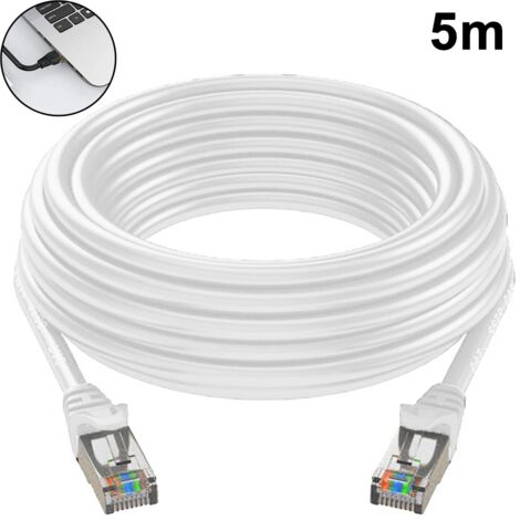 Câble Ethernet Cat6 Gigabit plat pour réseau local (LAN) avec clips de fixation et connecteurs RJ45 anti-accrochage pour ordinateur/modem/routeur/Xbox. Plus rapide que les câbles Cat5e/Cat5.-AquaForge (1/5)