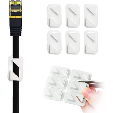 48 clips plats pour câbles Ethernet, clips auto-adhésifs pour la maison et le bureau (blanc)-AquaForge (1/5)