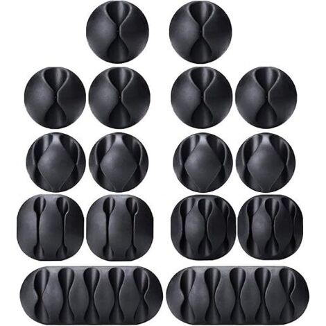 Attaches-câbles, lot de 16 attaches adhésives noires pour cordons, attaches-câbles idéales-AquaForge (1/5)