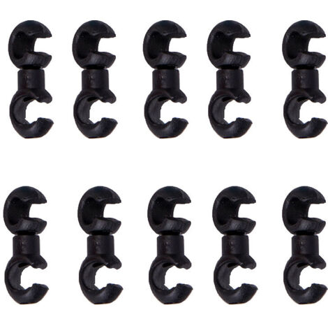 Lot de 10 clips de câble de vélo avec crochets rotatifs, pour câbles de dérailleur, de frein et de vitesses de VTT. Modèle : noir.-AquaForge (1/5)