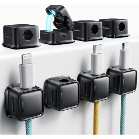 Organisateur de câbles de bureau avec clips, lot de 6, organisateur de câbles magnétique pour bureau, support de chargeur à adhésif puissant pour table de chevet, ustensiles de cuisine-AquaForge (1/4)