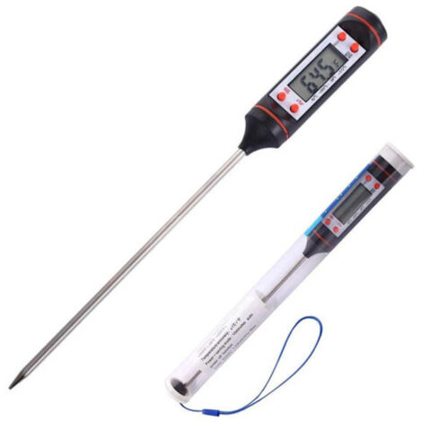 Thermomètre de cuisine numérique, compatible avec les aliments, les grillades et la friture, noir.-AquaForge (1/5)