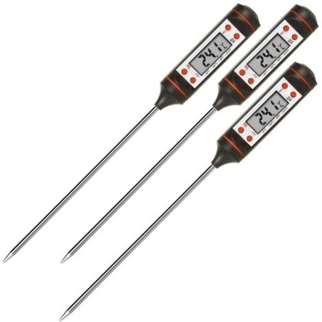 Thermomètre/sonde alimentaire, longueur de la sonde 15 cm, plage de température -50°C à +300°C, précision 0,1°C, GB178, 3 pièces.-AquaForge (1/5)
