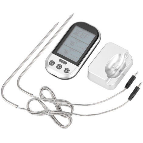 Thermomètre de cuisson numérique sans fil pour barbecue, avec sonde et minuterie, couleur argent.-AquaForge (1/5)