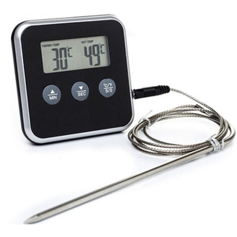Thermomètre alimentaire numérique à affichage °C/°F avec sonde, minuteur et aimant.-AquaForge (1/5)