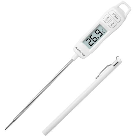 Thermomètre de cuisine tout-en-un, affichage numérique instantané de la température, sonde longue pour aliments, grand écran LCD, bouton °F/°C-AquaForge (1/5)