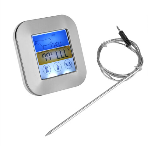 Thermomètre alimentaire numérique avec écran tactile, minuterie et alarme pour la cuisine, la cuisson, les grillades et le barbecue.-AquaForge (1/5)