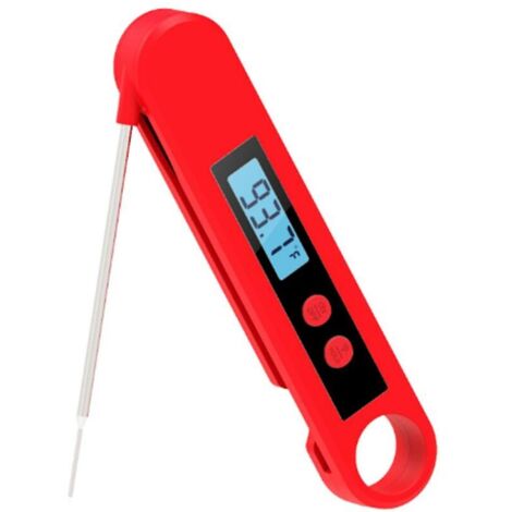 Thermomètre de cuisine numérique pliable à sonde pour barbecue (rouge)-AquaForge (1/5)