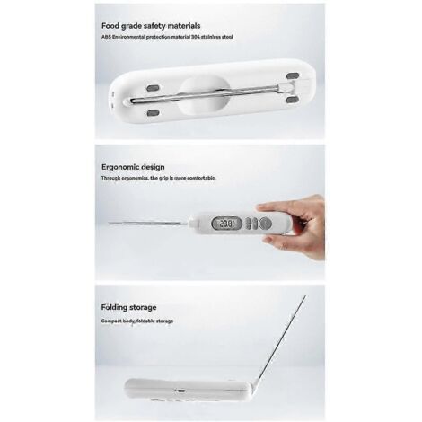 Thermomètre de cuisson électronique rechargeable LCD avec écran LCD pour la cuisson de la viande au barbecue.-AquaForge (1/4)