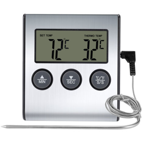Thermomètre numérique LED avec sonde, thermomètre numérique, thermomètre alimentaire avec fonction minuterie, thermomètre de cuisson et de grill pour barbecue, four, 【-AquaForge (1/5)