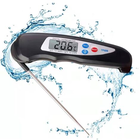 Thermomètre de cuisine numérique pour la cuisson, thermomètre précis avec sonde pliable, thermomètre à viande à lecture instantanée avec grand écran LCD-AquaForge (1/5)