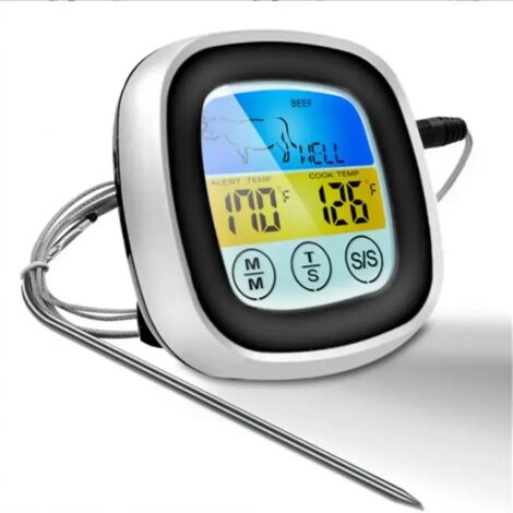 Thermomètre de cuisson numérique de cuisine avec sonde, pour la cuisson des aliments, la viande et le four. Fonction minuteur, idéal pour les barbecues et les grillades.-AquaForge (1/5)