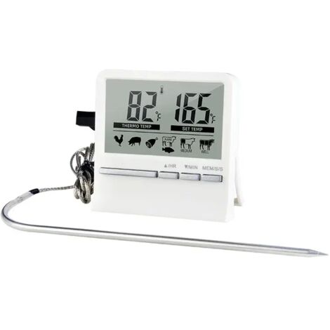 Thermomètre de cuisson numérique de cuisine avec sonde, pour la cuisson des aliments, la viande et le four. Fonction minuteur, idéal pour les barbecues et les grillades.-AquaForge (1/5)