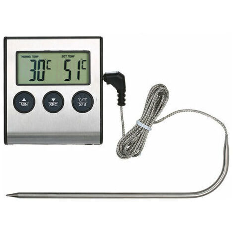 Thermomètre de cuisson 0250°C avec minuterie et alarme, pour barbecue et cuisine.-AquaForge (1/5)
