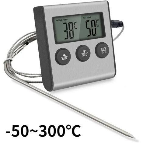 Thermomètre de cuisine sans fil TP700 avec télécommande numérique, sonde pour four, barbecue et grill, minuterie pour viande, réglage manuel de la température-AquaForge (1/5)