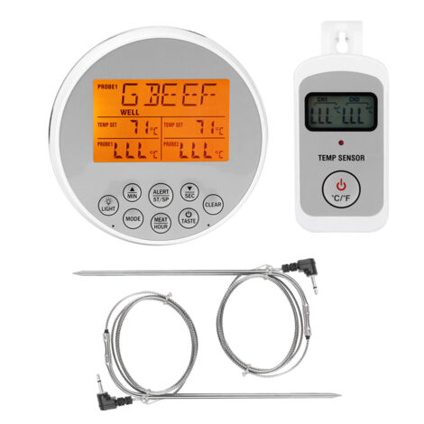 Thermomètre de cuisson numérique LCD pour barbecue et grillades, avec deux sondes.-AquaForge (1/5)