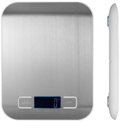 Balance de cuisine électronique précise et sensible, 10 kg, base blanche, idéale pour la pâtisserie et les aliments.-AquaForge (1/5)