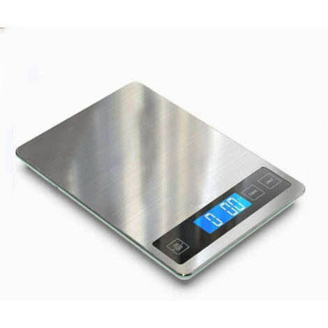 Balance de cuisine numérique avec fonction tare, capacité de 5 kg, chargement USB, acier inoxydable argenté-AquaForge (1/5)