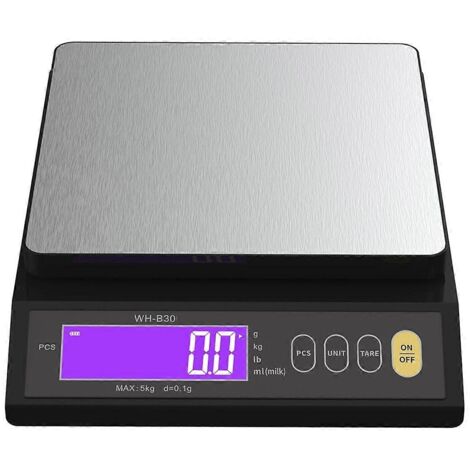 Balance numérique rechargeable, balance de cuisine électrique, précision 0,1 g/1 g, fonction tare, arrêt automatique, conversion d'unités, capacité 10 kg/1 g - WELLNGS-AquaForge (1/5)