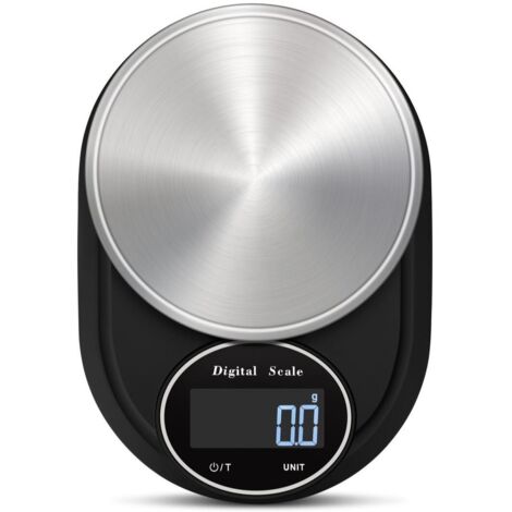 Balance de cuisine numérique 2 kg/0,1 g, acier inoxydable, noir/argent-AquaForge (1/5)