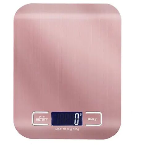 Balance de cuisine électronique, capacité maximale de 5 kg, balance de précision numérique professionnelle avec écran LCD rétroéclairé, arrêt automatique et finition or rose.-AquaForge (1/5)