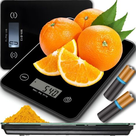 Balance de cuisine numérique avec capacité de charge de 5 kg, balance de précision avec écran LCD, balance de poche, balance domestique avec fonction tare, noire-AquaForge (1/5)