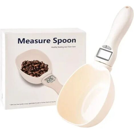 Cuillère doseuse numérique de grande taille, cuillère doseuse électronique avec écran LCD jusqu'à 800 g, cuillère de précision pour balance de cuisine, pour mesurer les croquettes pour chiens-AquaForg (1/3)