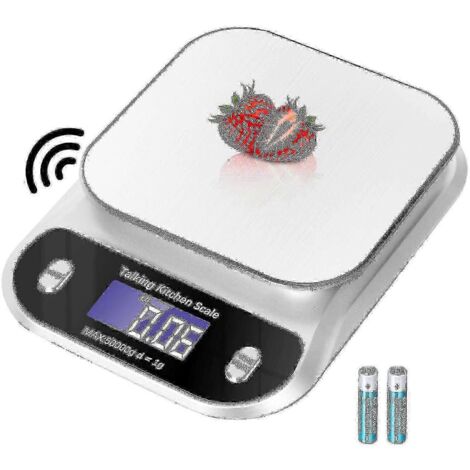Balance de cuisine parlante 5 kg / 11 lb, balance alimentaire numérique avec voix pour la cuisine et la pâtisserie, mesures en grammes et en onces, voix claire-AquaForge