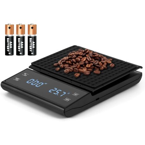 Balance de cuisine numérique de précision, capacité de 0,1 g à 3 kg, avec affichage LED, idéale pour le café, la pâtisserie et les aliments. Piles AAA incluses.-AquaForge (1/5)