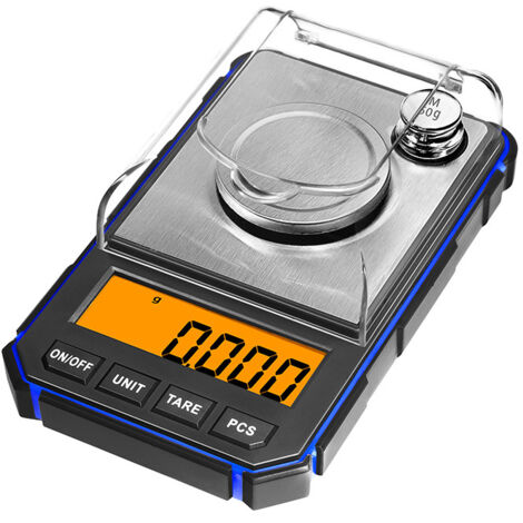 [Nouvelle version] Balance de cuisine numérique de précision, balance de poche 50 g/0,001 g avec fonction tare et écran LCD rétroéclairé - Bleue-AquaForge (1/5)