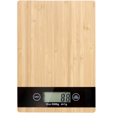 Balance de cuisine numérique, graduation en lettres, bambou, 5 kg/1 g-AquaForge (1/5)