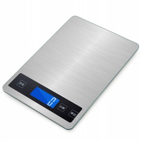 Balance de cuisine numérique 10 kg, graduation précise en grammes et en onces (1 g/0,1 oz), idéale pour la cuisine et la pâtisserie. Boîtier en acier inoxydable et verre trempé.-AquaForge (1/3)