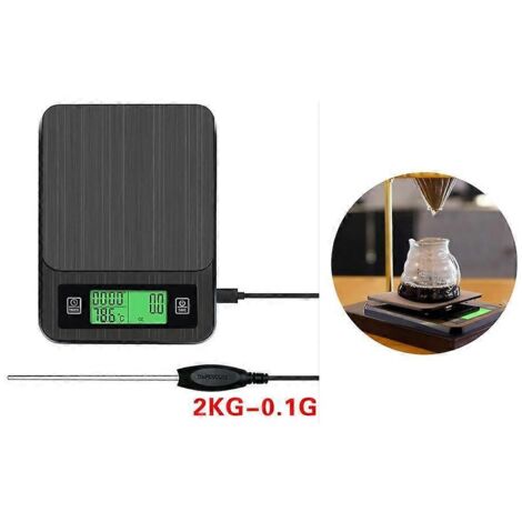Balance électronique pour café filtre avec minuteur, thermomètre, pesée, torréfaction, balance de cuisine, noire-AquaForge (1/5)