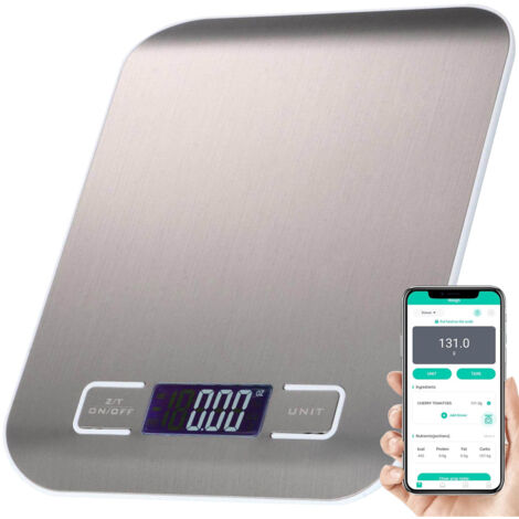 Balance de cuisine intelligente avec application, acier inoxydable, 1 g - 5 kg-AquaForge (1/5)