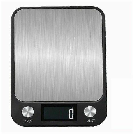 Balance de cuisine plate en acier inoxydable, mini balance électronique 5 kg pour la cuisine et la pâtisserie, pesée au gramme près, noire, fonctionne sur piles (5 kg, 1 g).-AquaForge (1/4)