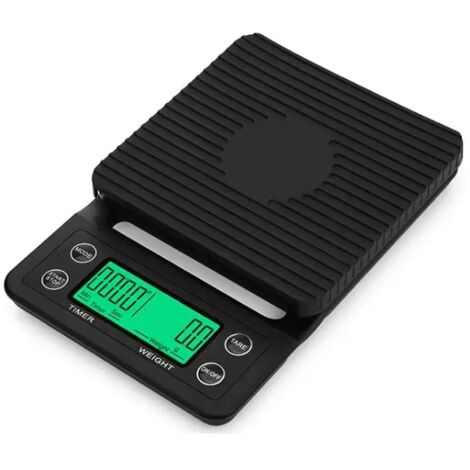 Balance de cuisine électronique portable avec minuteur de café, haute précision 5 kg 0,1 g, écran LCD et compte-gouttes, couleur kaki foncé-AquaForge (1/5)