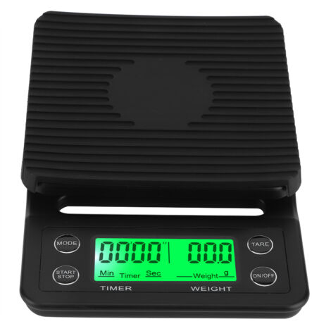 Balance à café filtre avec minuteur, balance de cuisine électronique numérique portable, balance alimentaire, noire 5 kg/0,1-AquaForge (1/5)