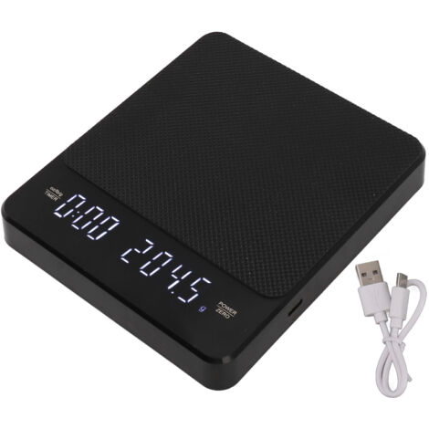 Balance de cuisine pour café, précision 0,1 g à 3000 g, grand écran LED, conversion 3 unités, chargement USB, minuterie. Idéale pour la cuisine et les cafés.-AquaForge (1/5)