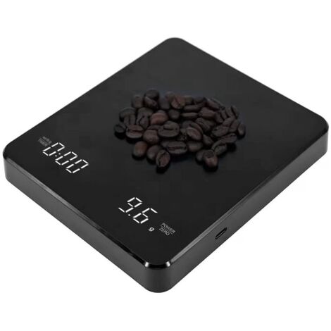 Balance de cuisine numérique, modèle 2025, balance multifonctionnelle de haute précision (3 kg/0,1 g) avec minuteur, balance à café électronique rechargeable par USB.-AquaForge (1/5)