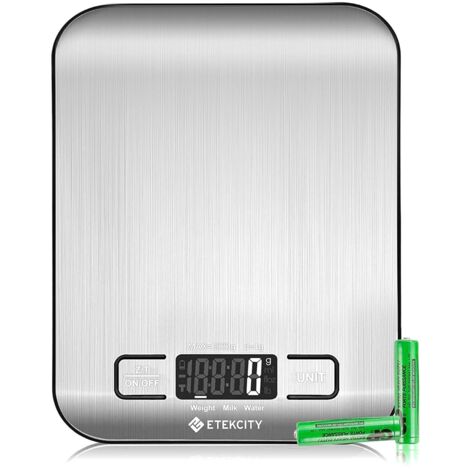 Balance de cuisine numérique pour aliments, en acier inoxydable de haute qualité, écran LCD rétroéclairé, précision jusqu'à 1 g (poids maximal 5 kg)-AquaForge (1/5)