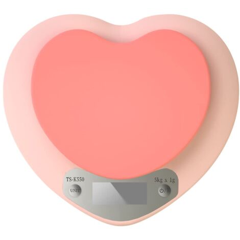 Balance de cuisine avec écran LCD, fonction tare, capacité de 5 kg, graduation précise à 1 g - Balance alimentaire pour la pâtisserie (rose)-AquaForge (1/5)
