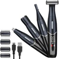 Appareil d'épilation électrique 4 en 1, unisexe, rasoir, tondeuse à sourcils, tondeuse visage, tondeuse à poils de nez, rechargeable via US-AquaForge