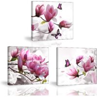 Tableau avec peinture, élégantes orchidées, toile moderne tendue sur châssis en bois, prêt à accrocher, parfait-AquaForge