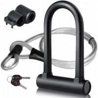 Antivol en U pour vélos, antivol en U + câble en acier avec support, antivol en U flexible 2 en 1 pour vélos, câble en acier-AquaForge