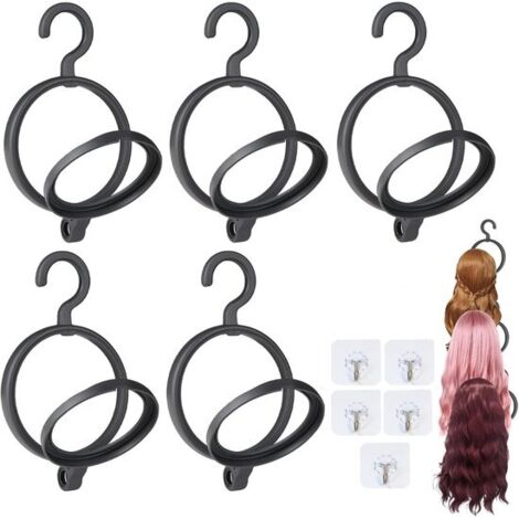 Set da 5 pezzi - Supporto per parrucche - Supporto per parrucche pieghevole - Include 5 ganci trasparenti - Ripiano portaoggetti pieghevole - Porta cappelli - Supporto da viaggio portatile - Adatto pe (1/5)