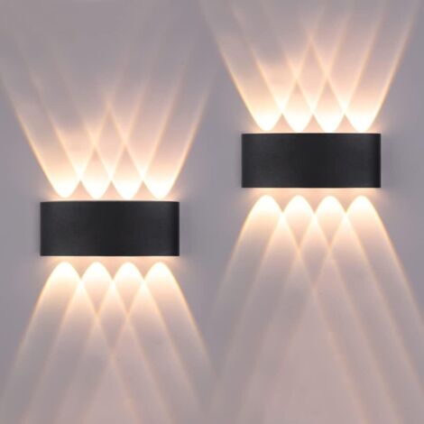 applique da interno/esterno, LED, illuminazione per esterni, 1600 lm, IP65, impermeabili, stile moderno, alluminio, lampadina e portalampada integrati (nero, 3000 K, luce calda) [Classe energetica F]